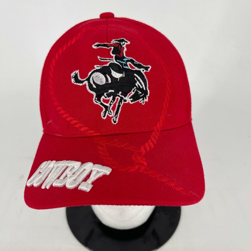 CTS Hats Red Rodeo Cowboy Western Embroidered Adjustable Strapback‎ Hat Cap